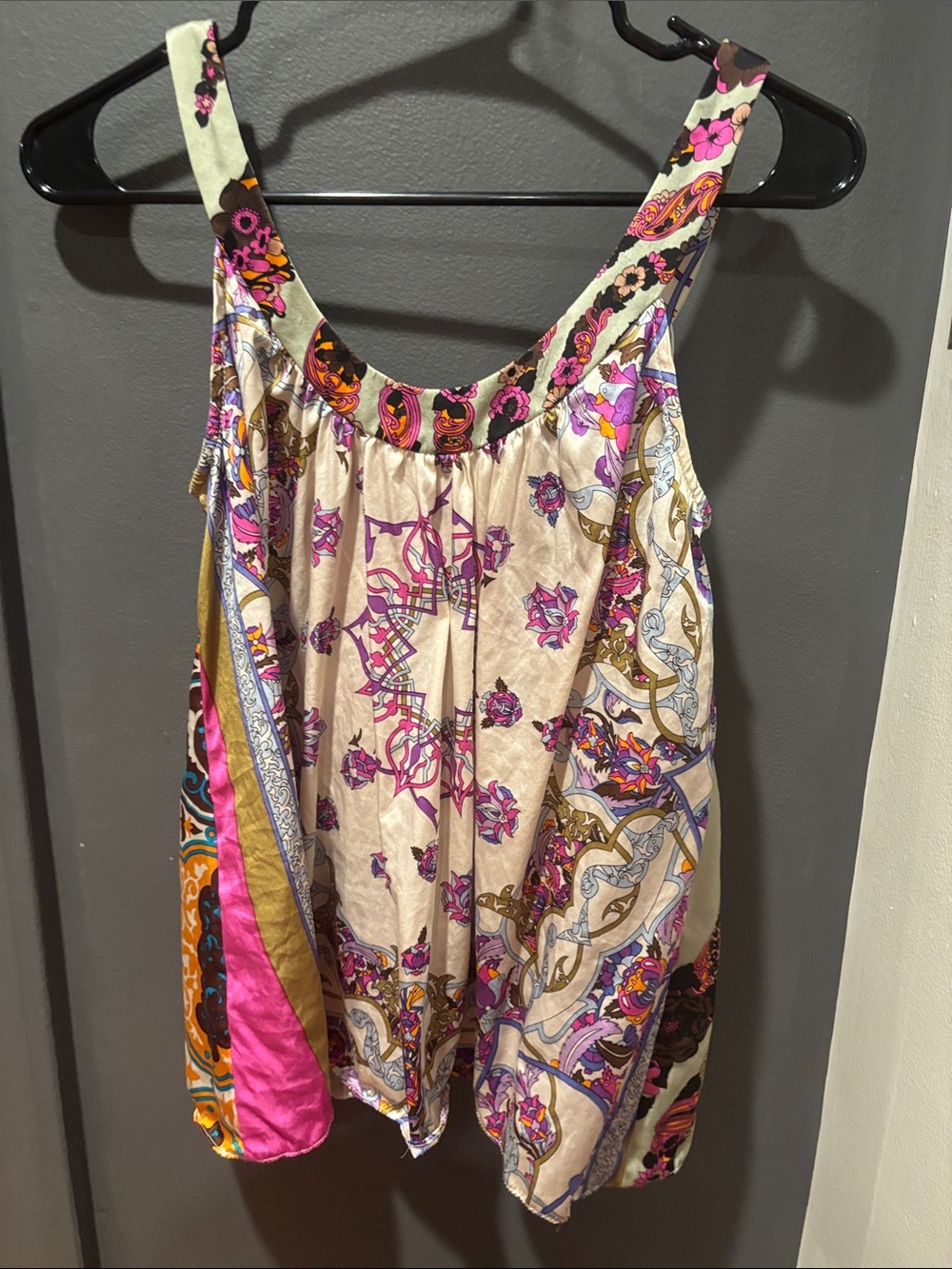 Colorblock Boho Patchwork Tank Top — Pink, Gold, Teal, Cream
